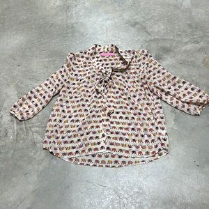 Under skies elephant print top / Size S / Q-55